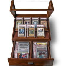 A particularly uncommon collectible displayed in a case