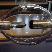 A blue-white xenon discharge lamp.
