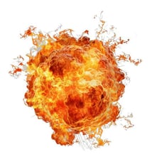 An object visibly burning with flames.
