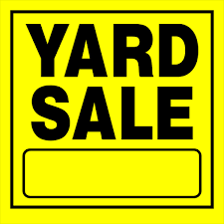 A yard-sale sign advertising an item as sold in its current condition.