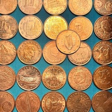 Euro coins in various cent denominations