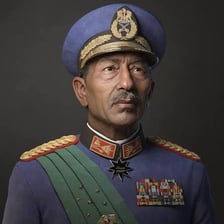 A historical portrait of Egyptian president Anwar Sadat.