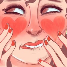 A person with visibly flushed cheeks