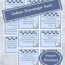 Cards displaying clues for solving a puzzle.