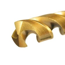 A close-up of a metal drill bit