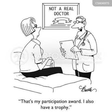 A humorous illustration of an incompetent or fraudulent doctor.