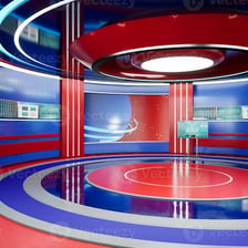 A broadcast studio during a television station break