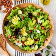 A bowl of fresh leafy green salad