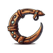 A diagram comparing the curved letter C with a horseshoe shape