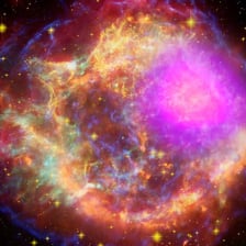 An illustration of a nova erupting and brightening in space