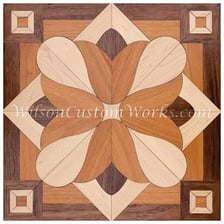 Parquet flooring made from arranged inlaid wood pieces