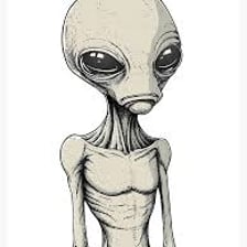 An illustration of a fictional extraterrestrial visitor