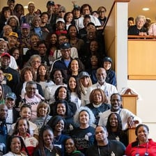 Alumni gathering at a school reunion