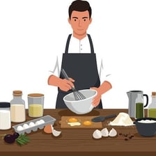A person preparing ingredients before cooking