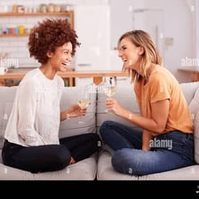 Two people engaged in a friendly conversation.