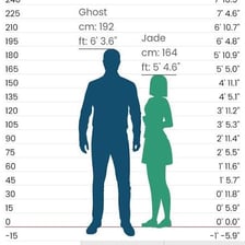 Two people standing side by side at different heights.