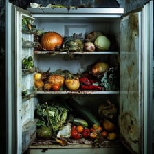 Food showing visible signs of spoilage