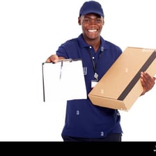 A person receiving and obtaining a delivered package