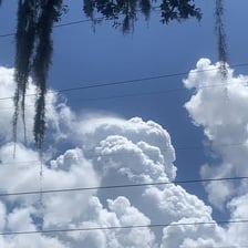 A rainstorm beginning to ease as the sky clears