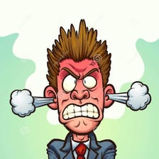 A frustrated person showing anger.