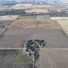 Aerial view of a measured tract of farmland
