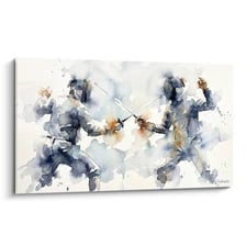 Two swords crossed in a fencing duel.