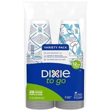 A disposable Dixie paper cup.