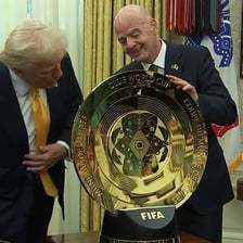 A person reclaiming a trophy or other previously lost object.