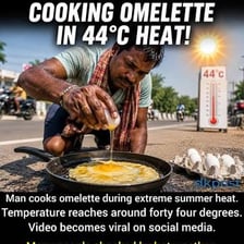 A person visibly perspiring in intense heat.