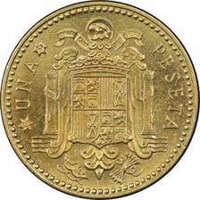 A Spanish peseta coin.