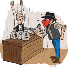 An illustration depicting a planned bank robbery