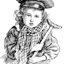 An illustration of Tiny Tim from A Christmas Carol