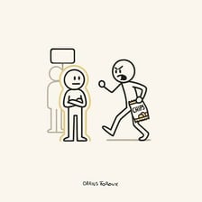 Two people in an argument, with one visibly irritated.