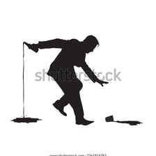 A person walking with an unsteady, staggering gait.