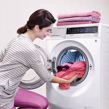 Clothes being washed in a washing machine