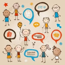 An illustration of a child echoing someone with a “me too” speech bubble