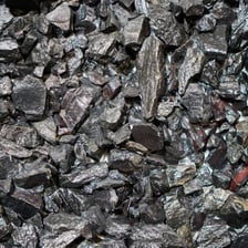 Chunks of mineral ore collected from a mine.