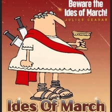An educational depiction of the Roman calendar and the Ides of March.