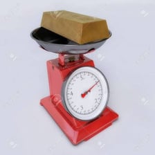 A one-kilogram mass measured on a scale