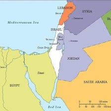 A map showing Israel next to Syria
