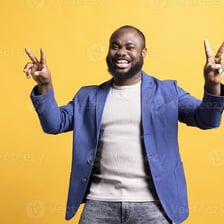 A cheerful person with a lively, spirited expression.