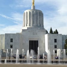 The Oregon State Capitol area in Salem, Oregon.