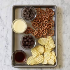 Potato chips and pretzels served as snack foods