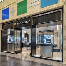 A retail store storefront inside a shopping mall