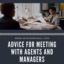 A talent agent meeting with an actor in an office.