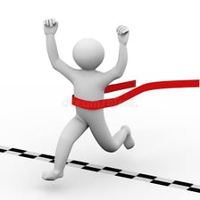 A competitor finishing ahead of another runner