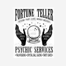 A fortune teller examining signs associated with the future.