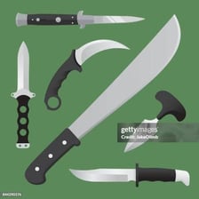 A non-graphic illustration showing a knife as the weapon in an attack