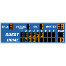 A baseball scoreboard showing the ninth inning