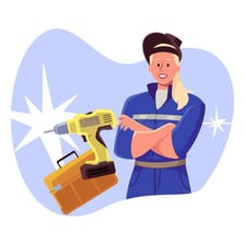 A person employing a tool to complete a task.